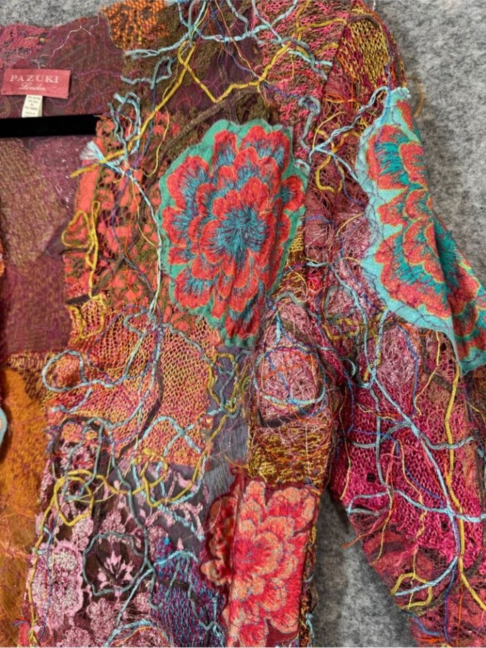 Pazuki London Silk Blend Floral Lace Patchwork Jacket Boho Chic P Small - Picture 12 of 16